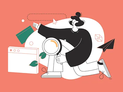 Search character color design drawing find graphic illustration man office red vector woman