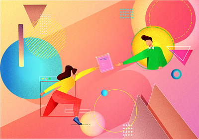 Data Transfer illustration branding data design flat graphic design illustration transfer ux vector women women in illustration