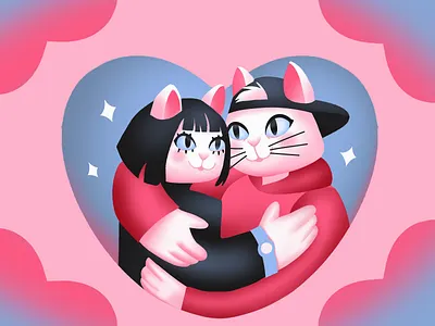 Let Me Be Your Valentine cats character art characters couple design design studio digital art digital illustration digital painting graphic design greeting card heart illustration illustration art illustrator love romantic saint valentine valentine