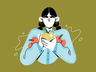 vitamin c 🍊 apple character character design girl illustration orange vitamin