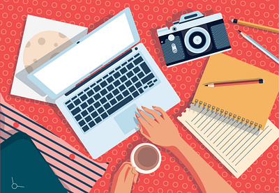 Designer work space illustration adobe illustrator computer designer freelance freelance illustrator freelancer homework illustration illustrator laptop photographer vector vector illustration vectorart work workspace