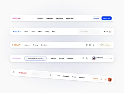 Navigation UI design templates 🕹 XELA Dashboard kit app design figma header navigation templates toolbar ui ui kit