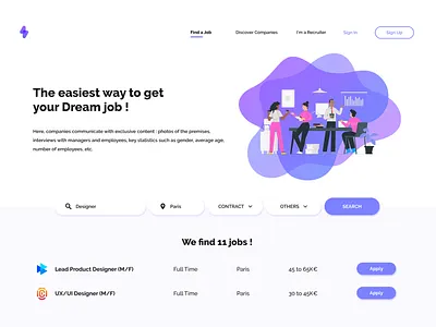 Daily UI #22 - Search careers page dailyui dailyui 022 dailyuichallenge design challenge illustration job job listing landingpage logo search search bar search results searching ui uidesign vector website