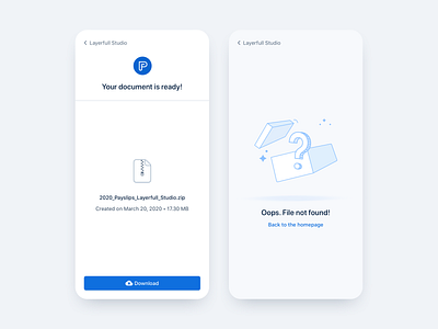Download page ☁️ app design document download file icon illustration interface minimal oops payfit product ui ux zip
