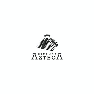 cinemas azteca logo design cinema design digital entertainment film filmstrip illustration logo media movie negative film picture production reel strip studio video