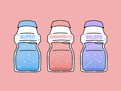 Drink bottles cute design drink food and drink foodie graphic illustration japan kawaii minimal pink