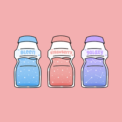 Drink bottles cute design drink food and drink foodie graphic illustration japan kawaii minimal pink