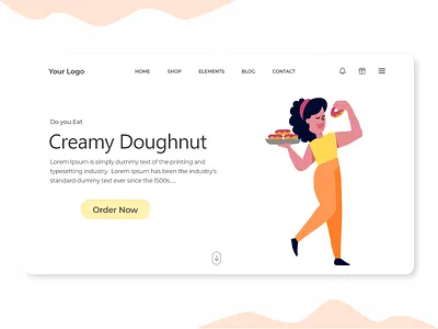 Creamy Doughnut UI Landing Page Design! adobe xd baking blog blog post branding cakes design designer doughnut doughnuts food illustration illustration art landing page design landingpage online orders sweets ui ux