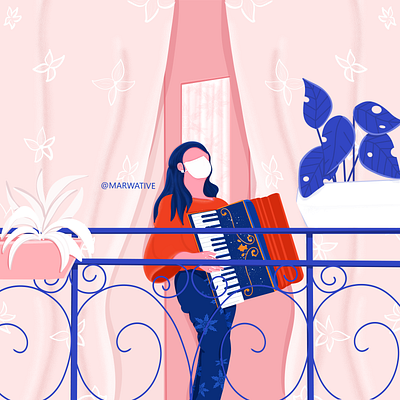 Hard Time Music beautiful blue character character design corona coronavirus floral girl illustraion logodesign music music player piano pink plants pot sick sketch sketchbook woman