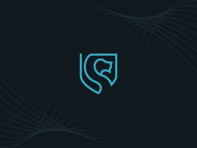 lion shield logo animal brand branding clean clear design geometric icon lineart lion lion logo minimal modern security shield shield logo symbol techonology vector