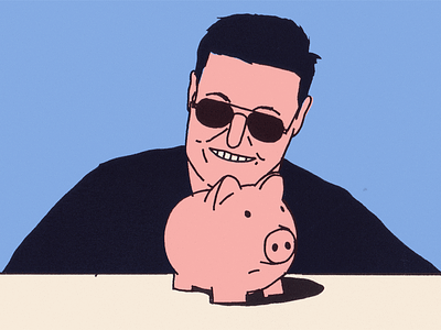 Elon bank bird cartoon comic editorial gold illustration money piggy portrait rich