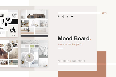 Mood Board Pack for Social Media // Photoshop & Illustrator blog bloggers brand board branding colour palette design instagram moodboard social media template builder