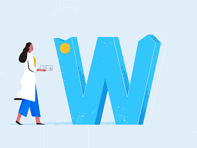 W for Work 2d alphabet animated explainer animation business character design digital explainer illustration journey letter motion motion graphics tech tech explainer technology vector w