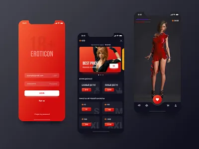 Eroticon 18+ dark ui design mobile ui
