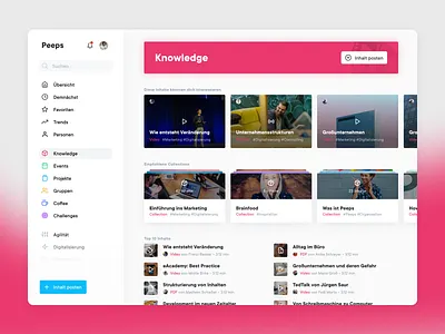 Knowledge Area - Peeps app collection dashboard files library platform player podcast sidebar tiles video