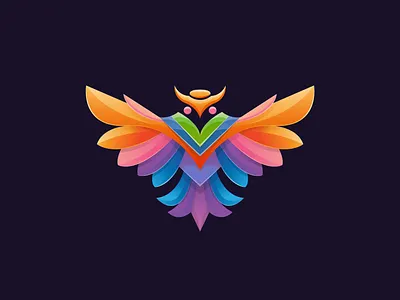Owl logo design bird fulcolor llustration logo modern rainbow wings