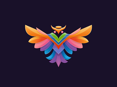 Owl logo design bird fulcolor llustration logo modern rainbow wings