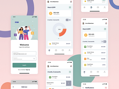 Wallet app | IOS balance bank bright currency dashboad ewallet finance finance app icons illustration list minimal mobile app design money piechart stats typogaphy ui ux uxui