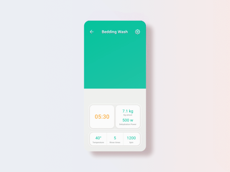 Daily UI 14 - Countdown Timer - Smart Washing Machine 3d animation app design minimal mobile ui ux vector washing machine web