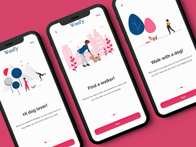 Woofy - The place to find trustworthy dog walkers mobile app product design