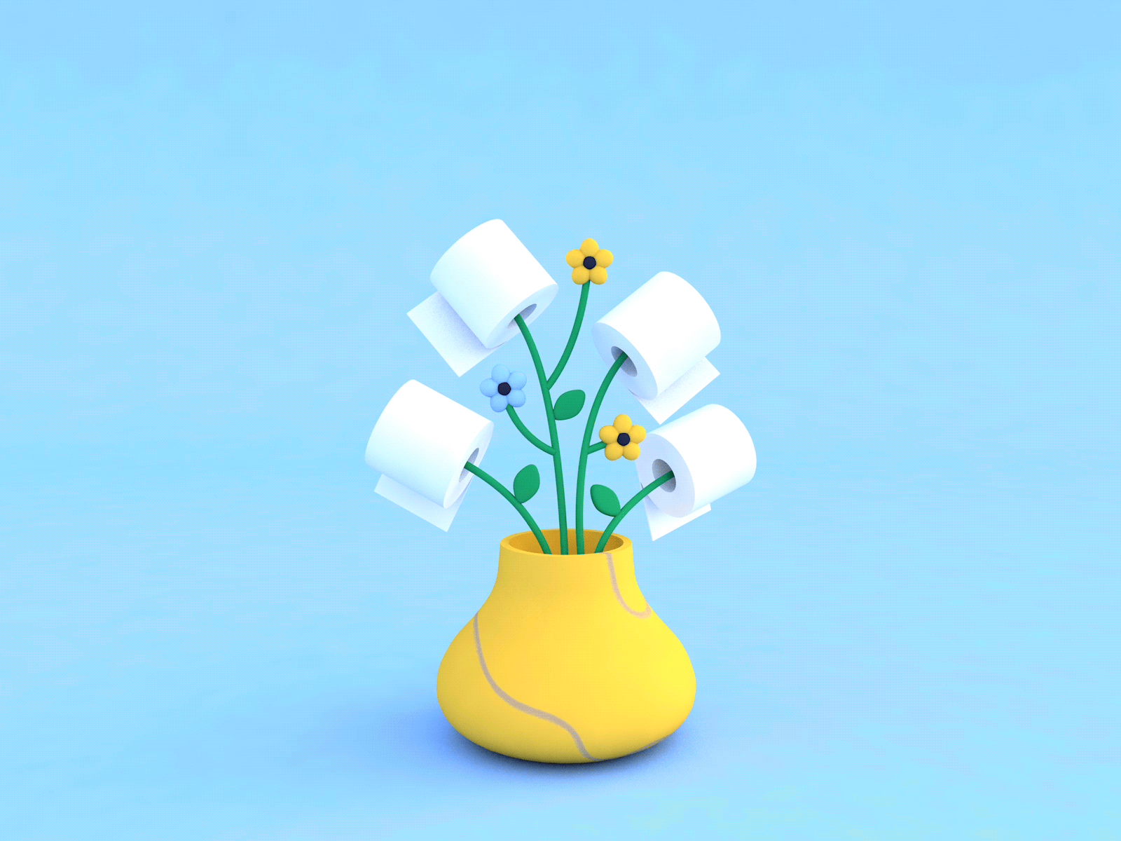 Toilet Paper Plant 3d 3danimation c4d corona coronavirus covid flowers growing plant plants toilet paper tree vase wfh