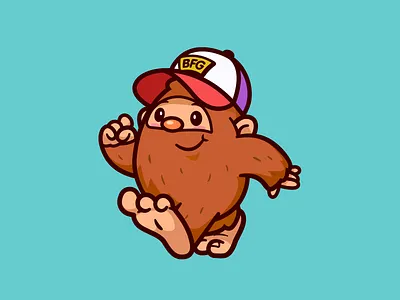 Bigfoot Games colorful friendly animal identity fun playful art game studio bigfoot illustration brand branding logo character cute mascot cartoon