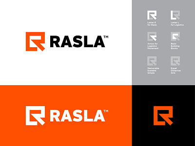 Logo Design for Rasla Logistics 🟧⁣⁣ arabian arabic brand identity branding l lettermark logistic logistics logo logo design monogram r rasla rl monogram saudi saudi arabia storage symbol visual identity warehouse