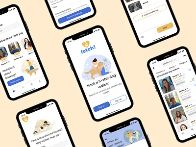 fetch! Dog Walking App: Product Design Case Study branding product design ui ux