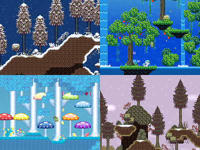 Pixel landscapes environment graphics landscape design pixel art video game