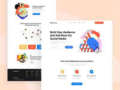 SAAS Landing Page Design clean design flat illustraion landing page landing page design landingpage saas landing page saas website trendy ui uiux user experience user interface web desgin web design webdesign website website design