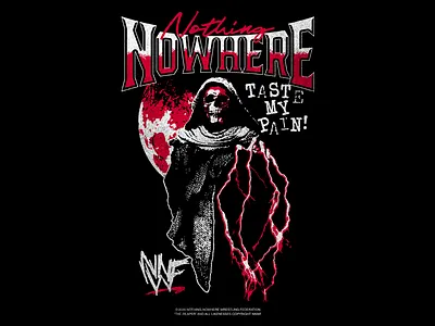 Nothing, Nowhere - NNWF illustration lightning reaper skull texture type typography vintage wrestling