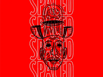 Spaced Out apparel art black brain branding design face head illustration lettering merch red space tshirt tshirt design typography vector zoned