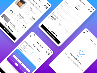 Colllab Club mobile payment funnel #1 checkout credit card dailyui ecommerce figma flat mobile ui ux validation vector