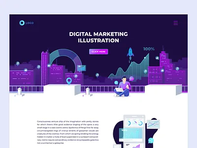 Modern digital marketing vector illustration city colorful communication creative design develop developer digital flat house icon illustration laptop like marketing modern phone scheme seo web banner