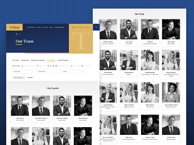 Treliant - Our Team advisors alphabetical consulting dropdown experts filter firm landing leadership search sort team ui ux web web design website
