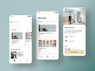 Mobile App for Polish Museums app app concept application card design clean clean ui content design interface ios design like minimalism mobile app mobile ui museum ui ui design ux