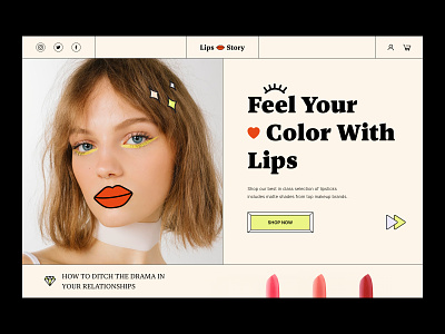 Lips story home page above the fold beaty lips beauty color design home home page home page design lips lipstick ui user experience user interface ux