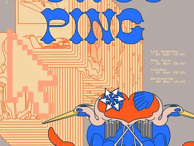 Swooping live from Patreon (click for vertical) digital art drawing funk gig poster hiatus kaiyote illustration illustrator music neo soul poster poster art procreate