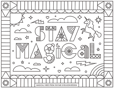 Stay Magical Coloring Sheet book coloring coronavirus illustration magic magical page pattern quote sheet type typography unicorn