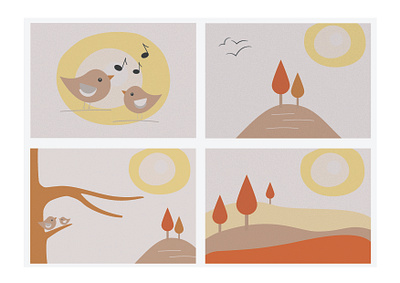 Ring of sun birds illustration nature sun