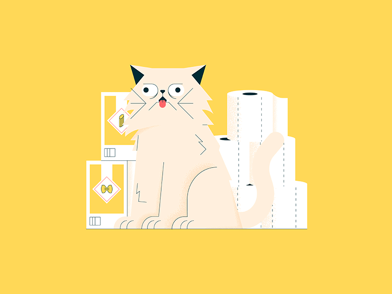 Back to abit of personal work cat coronavirus design illustration illustrator line icon pasta toiletroll vector