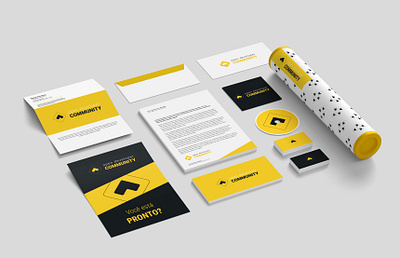 Open Developer Community Stationery Concept brand community concept design development icon logo logotype meetup microsoft stationery webinar yellow