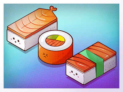 Tokyo Sushi character cute illustration isometric isometric illustration kawaii sushi