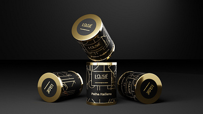 Package Tube Lousié black blender blender3d branding design food gold metal package packaging pattern studio