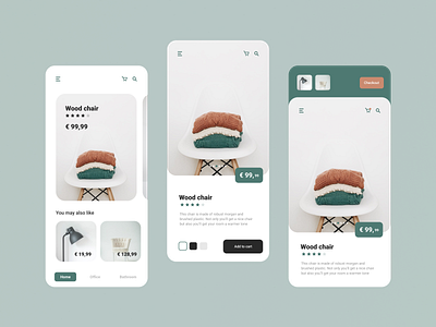 Random furniture app design android android app android app design cart checkout checkout page checkout process flat flat design furniture furniture design gold green mobile app mobile app design mobile cart mobile shopping round