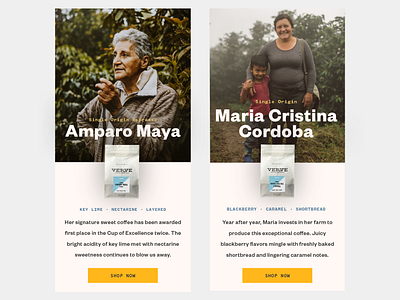 Women of Coffee Email Blocks ui ux