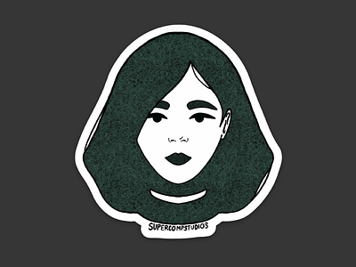 Doğa Ana - GREEN design design757 girl graphic design green halftones illustration sticker stickermule