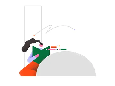 Reading Girl 2d app book chair character data design desk door flat girl graphic icon illustration minimal pattern reading vector web woman