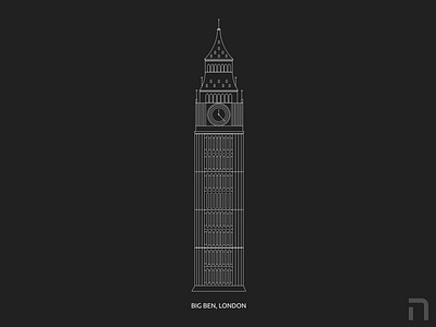 Big Ben Illustration architecture art bigben blackandwhite figma flat illustration illustration art illustrator london minimal art minimalism minimalist monuments simple