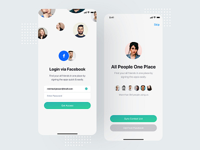 App onboarding screen chat profile design application app mobile interface experience iphone x ios android login sign in signup message conversation inbox text minimal clean modern interaction onboarding page screen registration register join social media network ui ux user kit